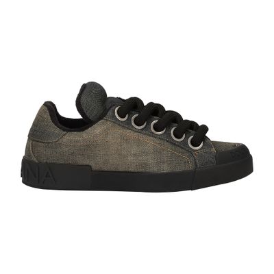 Dolce & Gabbana Denim Patchwork Portofino Sneakers In Blue