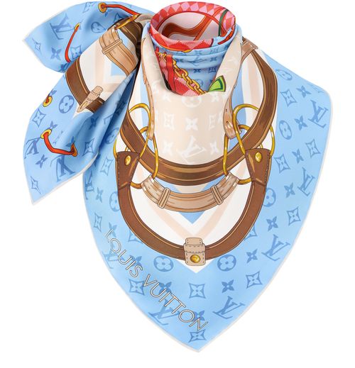 LOUIS VUITTON Carré Flower And Straps 90
