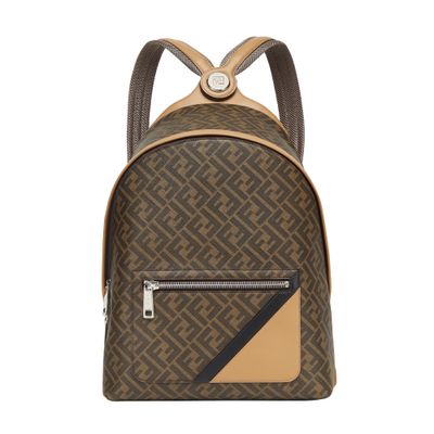 Fendi Chiodo Diagonal Backpack In Marron