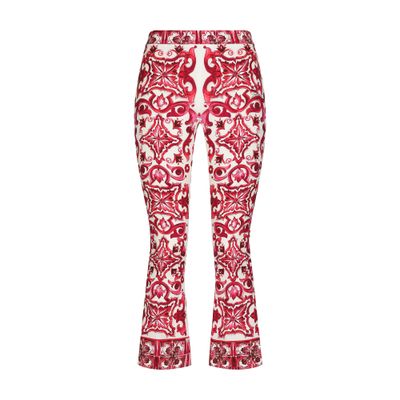 Shop Dolce & Gabbana Flared Trumpet-leg Charmeuse Pants In Tris_maioliche_fuxia