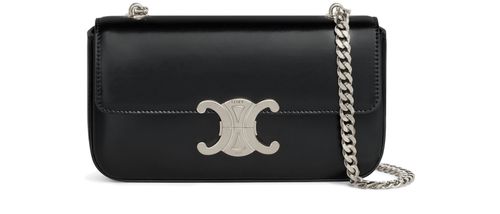 CELINE Triomphe shoulder bag in shiny calfskin with chain