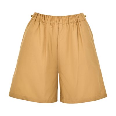 Max Mara Haway Cotton Poplin Shorts In Brown