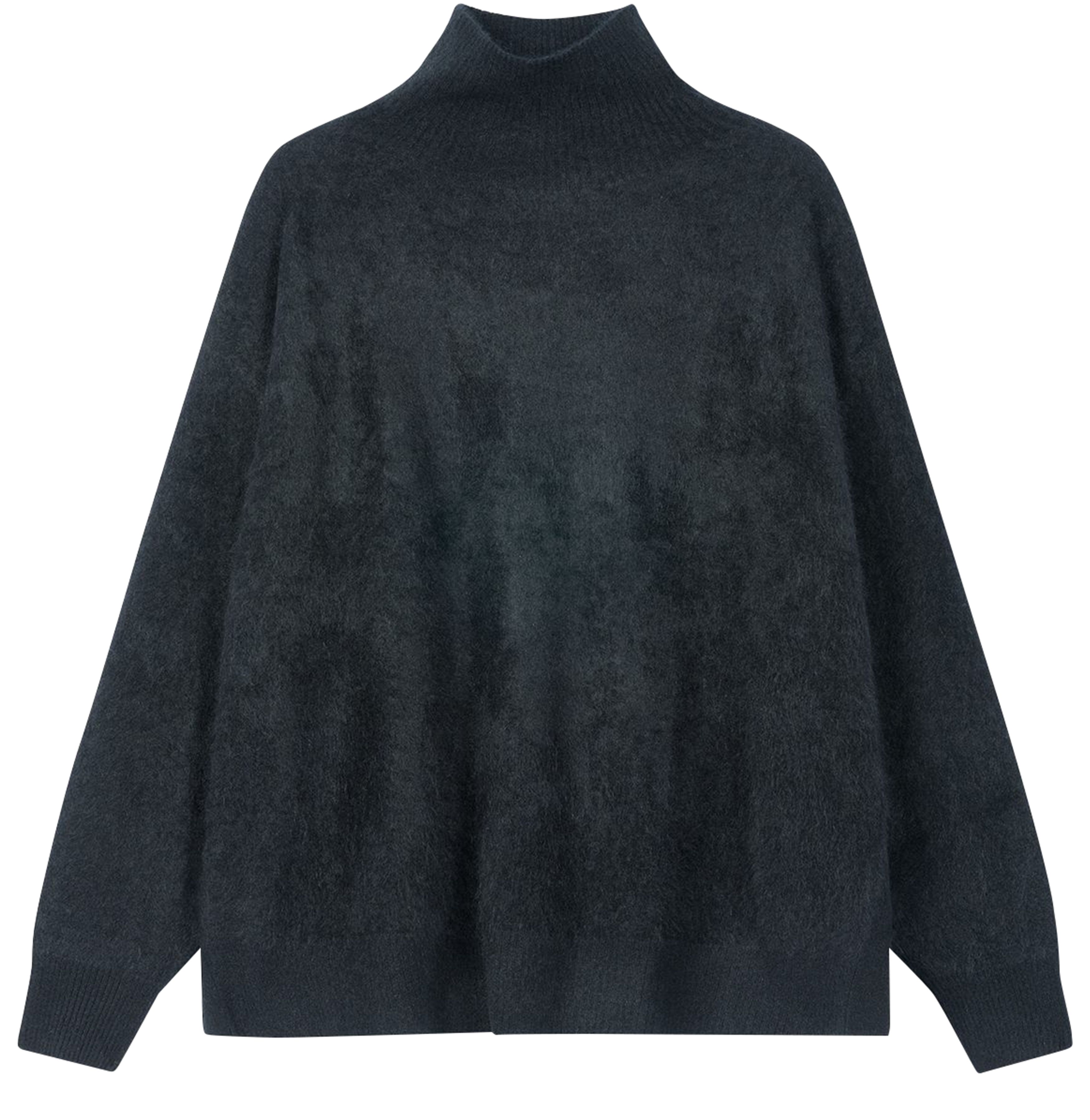 Oversized high-neck brushed cashmere sweater
