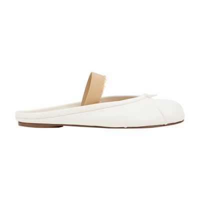 Maison Margiela Tabi Frayed Split-toe Leather Ballet Flats In White