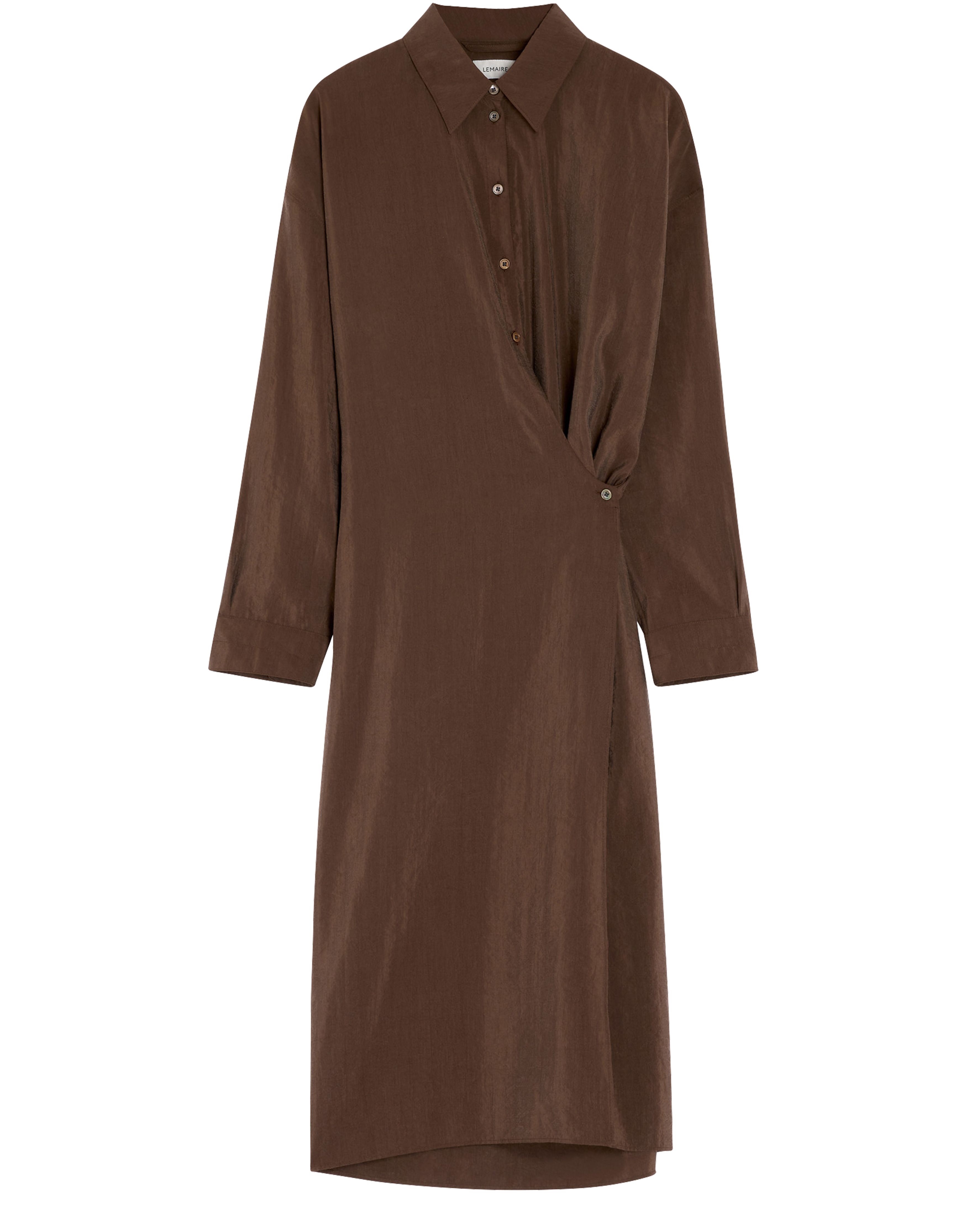 Straight collar twisted shirt dress