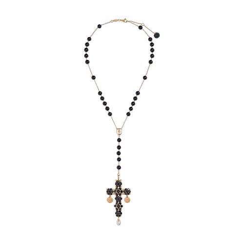 Tradition rosary in yellow gold black sapphires