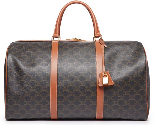 CELINE Large travel bag in triomphe canvas and calfskin