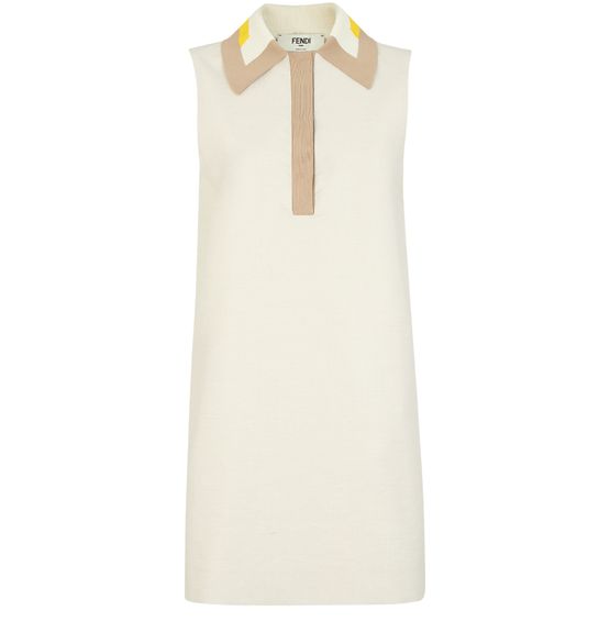 Fendi Beige Short Sleeveless Dress for Women size 44 IT 24S