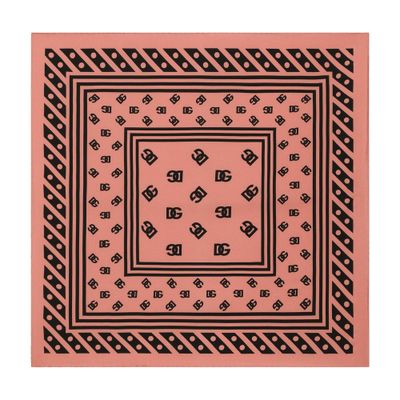 Dolce & Gabbana Large Silk And Cashmere Scarf With All-over Dg Logo Print (140x140) In Multicolor
