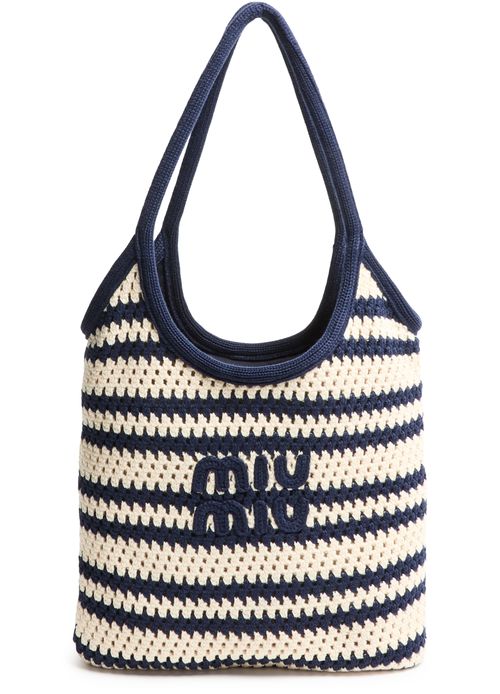 MIU MIU Ivy striped crochet tote bag