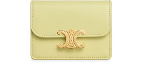 CELINE Card holder with flap triomphe in shiny calfskin
