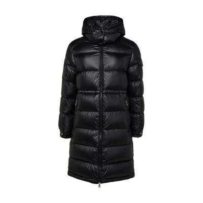 Moncler Cavettaz Hooded Long Down Jacket, Women, Black, Size: 3 In Black