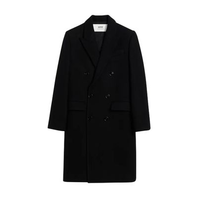 Ami Alexandre Mattiussi Double Breasted Wool Coat In Black