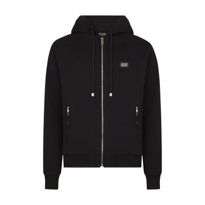 Dolce & Gabbana Drawstring Hoodie In Very Dark Blue 1