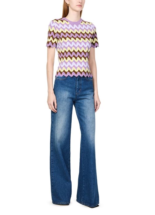 VERSACE Pull en maille de viscose stretch compacte avec motif vagues