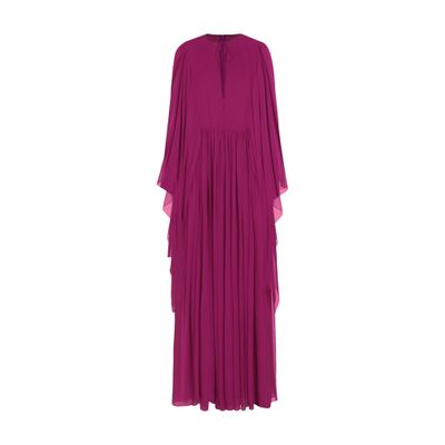 Dolce & Gabbana Long Silk Chiffon Caftan With Drawstring In Purple