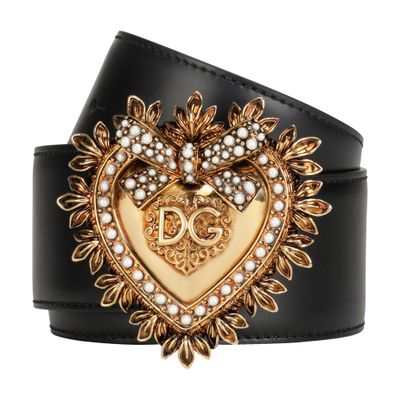 Dolce & Gabbana Devotion Belt In Lux Leather In Black