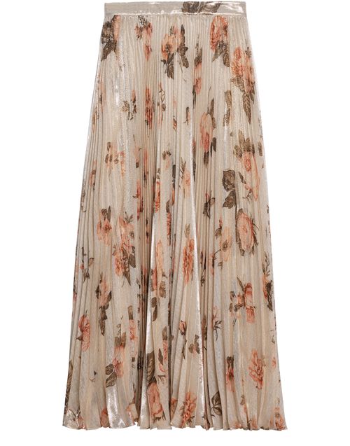 CELINE Skirt with sunburst pleats in silk lamé