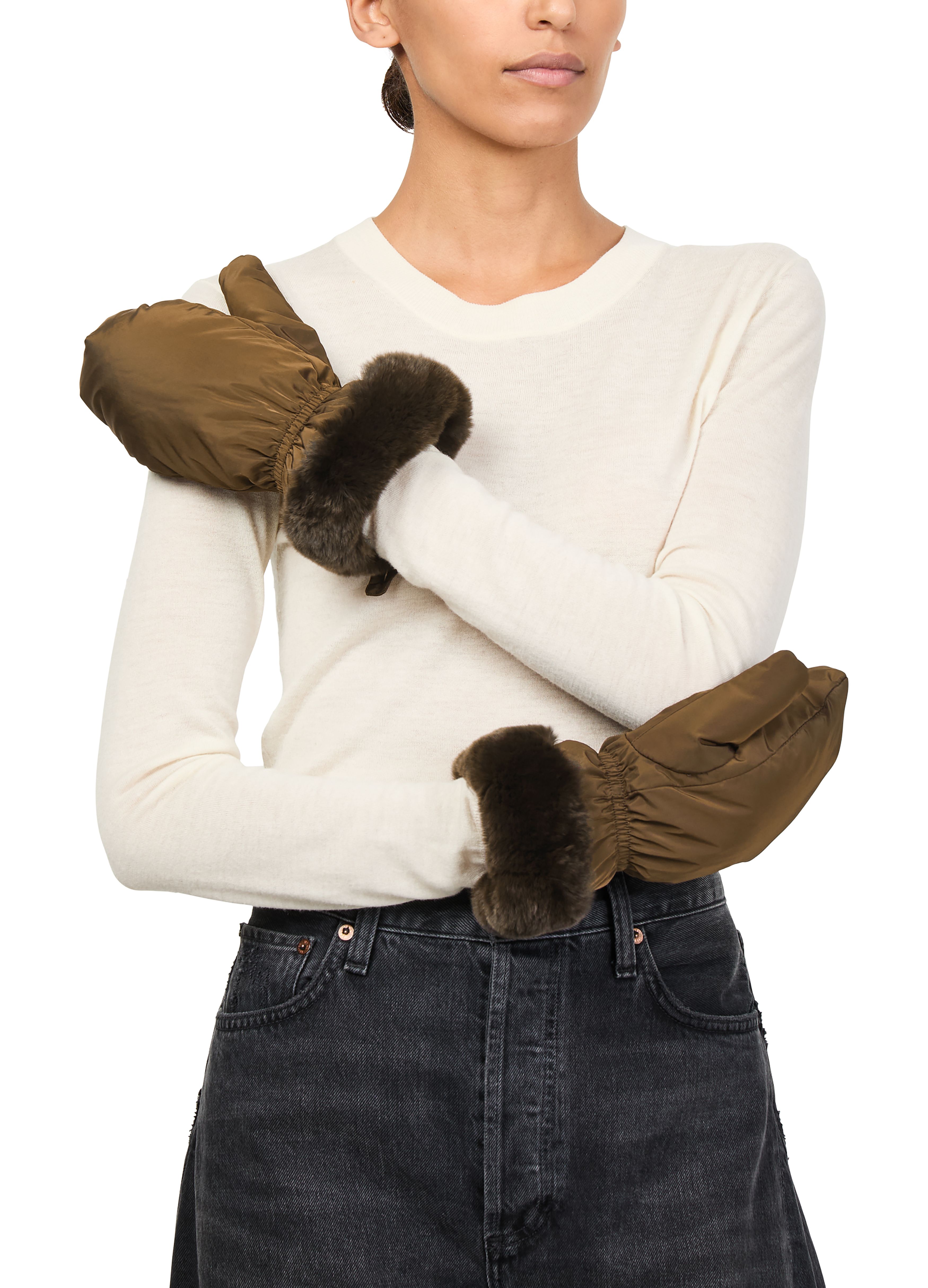 Puffer jacket with a fox fur collar thumbnail 6