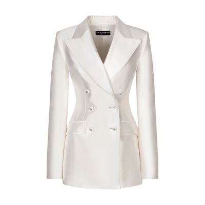 Shop Dolce & Gabbana Shantung Turlington Blazer In White