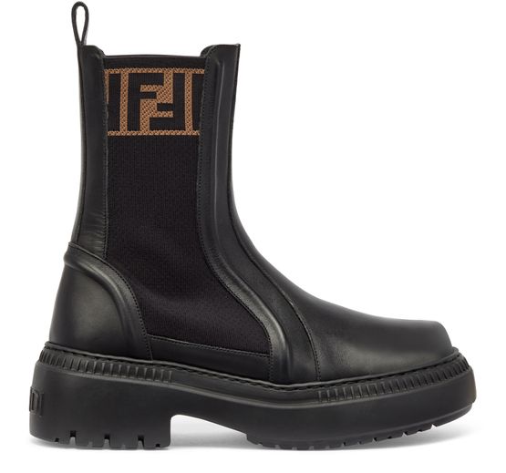 ブラックレザー バイカーブーツ レディース | FENDI | 24S