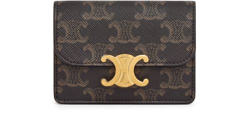 CELINE Card holder Triomphe in Triomphe canvas