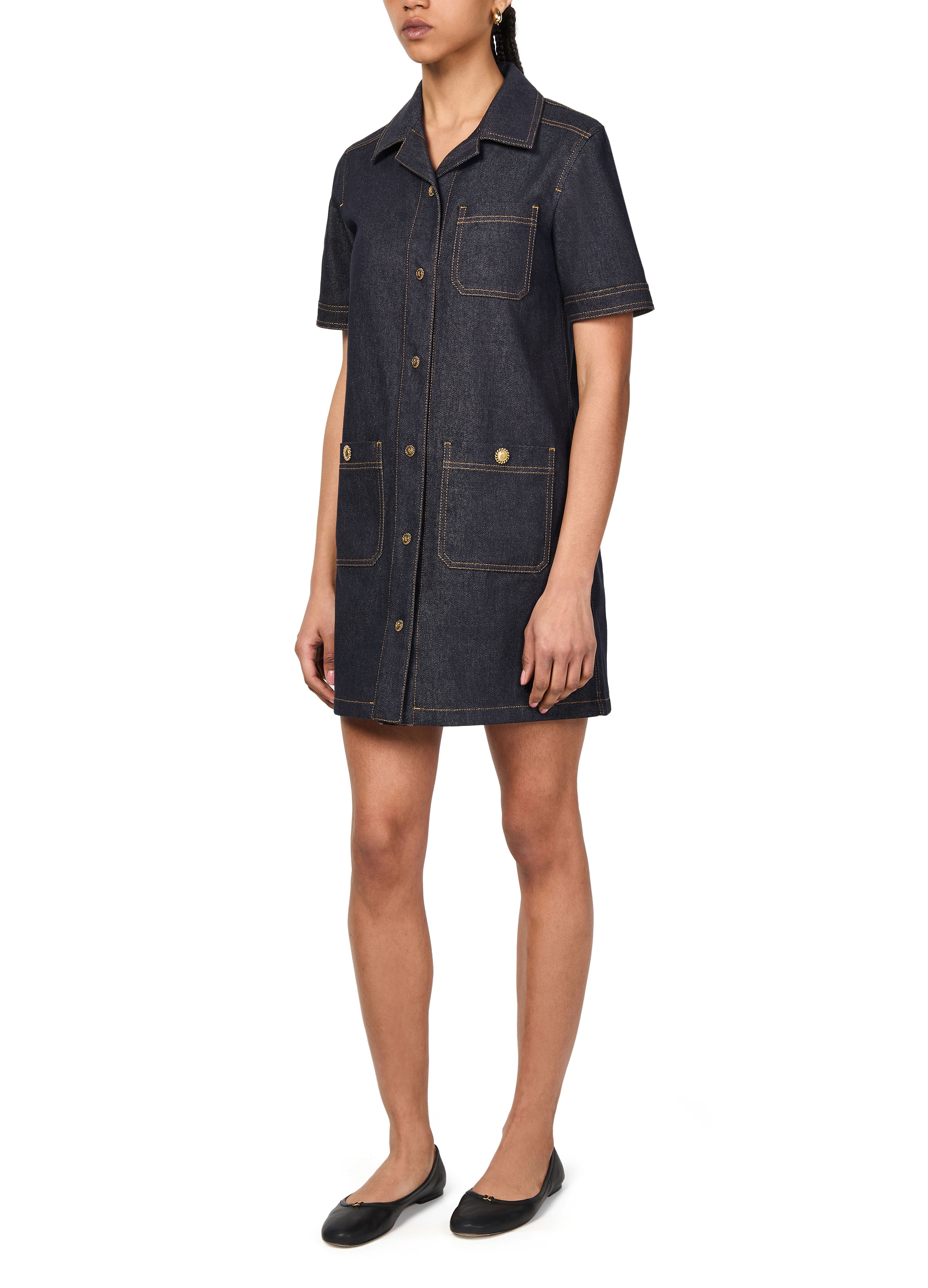Mini denim shirt dress thumbnail 6