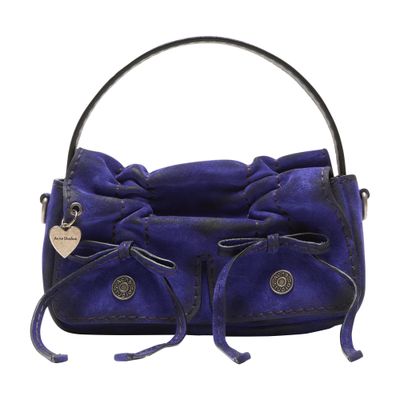 Acne Studios Multipocket Micro Distressed Suede Top Handle Bag In Blue