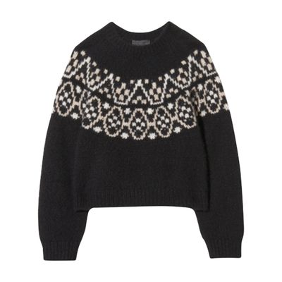 Nili Lotan Chrissy Fair Isle Jacquard-knit Cashmere And Silk-blend Sweater In Black