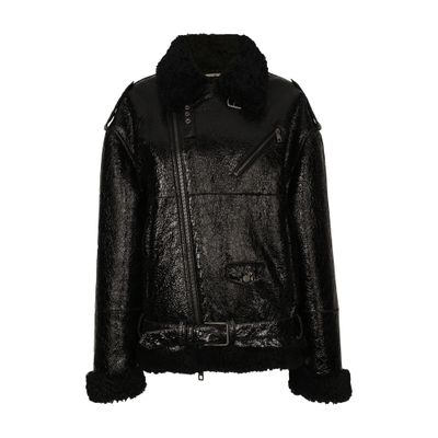 Dolce & Gabbana Zippered Leather Jacket In Black