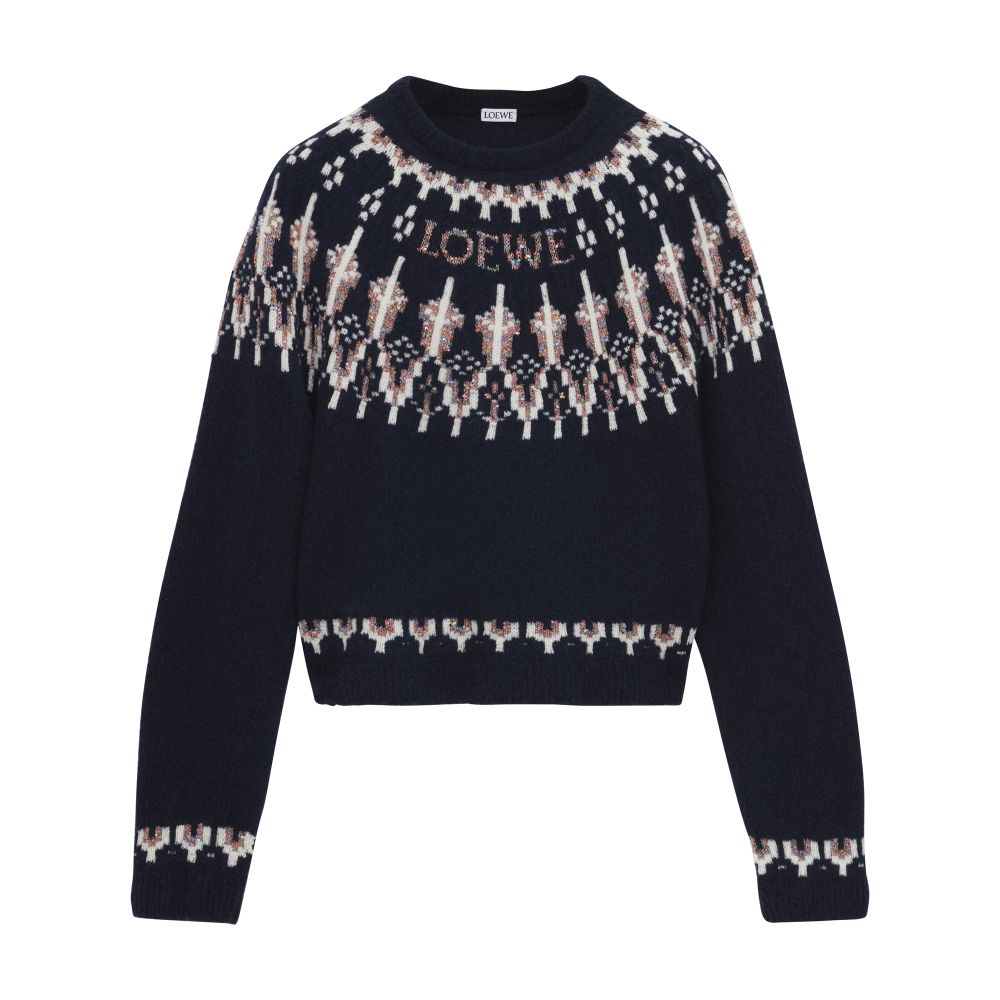 Round-neck wool blend sweater thumbnail 4