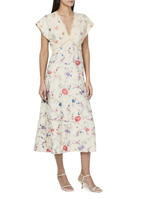 SEA NEW YORK Priscilla embroidery v-neck midi dress