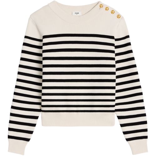 CELINE Crew neck marinière sweater in cotton