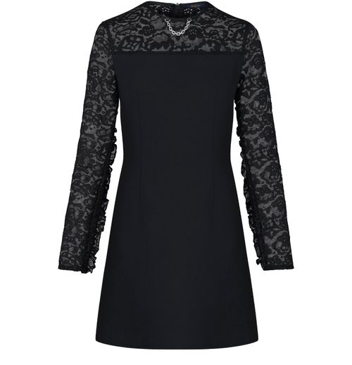 LOUIS VUITTON Monogram Lace Frill sleeve dress