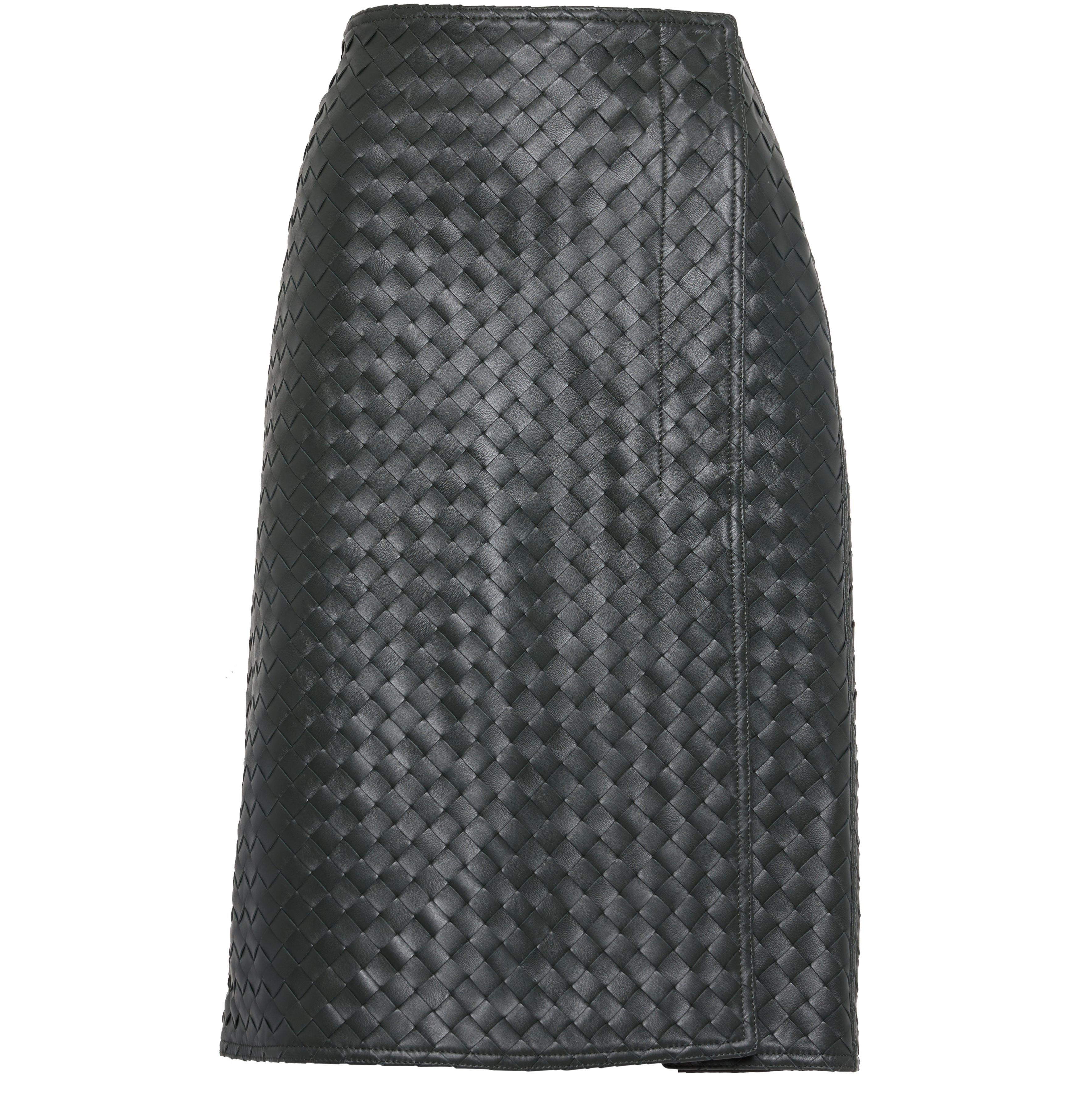 Intrecciato leather skirt