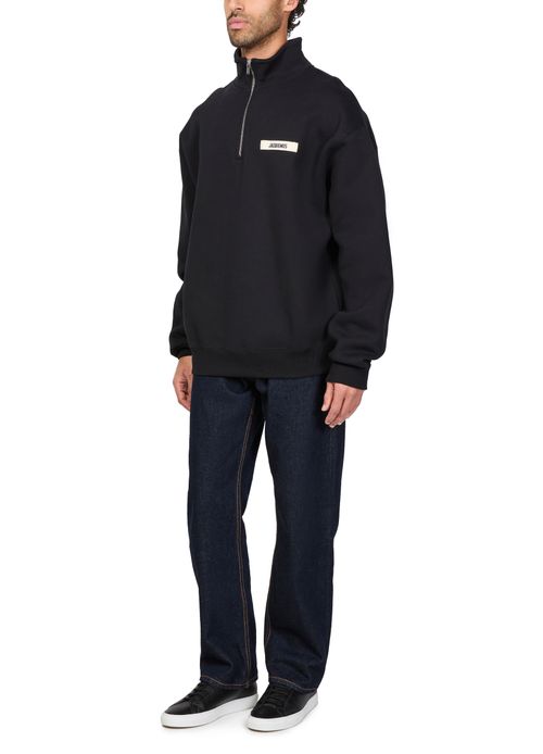 JACQUEMUS Grog grain zip-neck sweatshirt