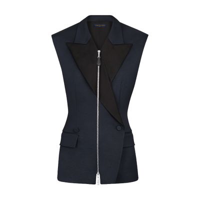 Louis Vuitton Sleeveless Zip-up Blazer In Noir