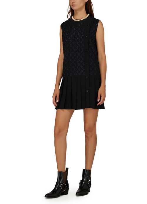 LOUIS VUITTON Monogram Jacquard Straight-Cut Mini Dress
