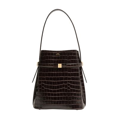 Totême Belted Croco-embossed Bucket Bag In Brown