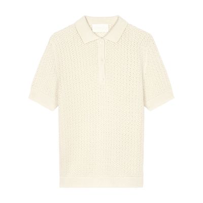 Bompard Pointelle Knit Polo Shirt In Sand