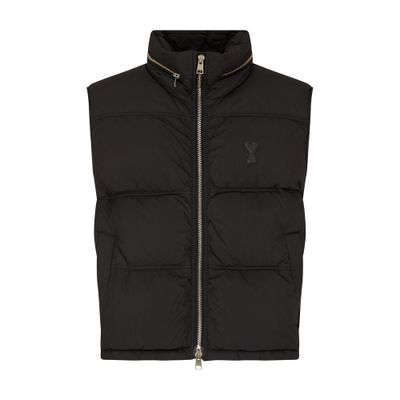 Ami Alexandre Mattiussi Ami Paris Monogram Patch Puffer Gilet In Black