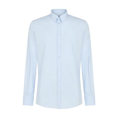 Dolce & Gabbana Long-sleeved Slim Shirt In Blue