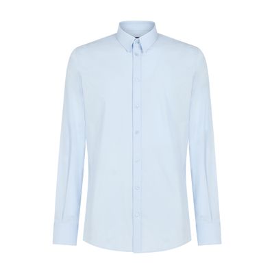 Shop Dolce & Gabbana Stretch Cotton Gold-fit Shirt In Blue