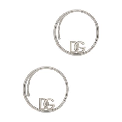 Shop Dolce & Gabbana Ear Cuff Earrings With Dg Logo In Silver_palladium