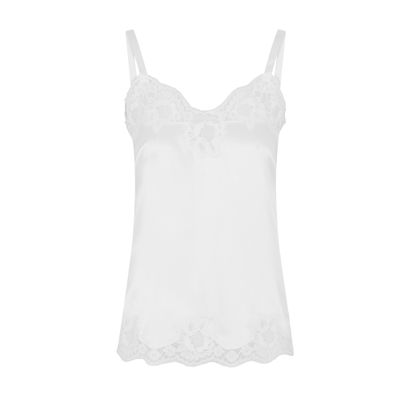 Dolce & Gabbana Satin Lingerie Top With Lace In Natural White