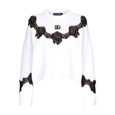 Dolce & Gabbana Long Sleeve Sweater In White