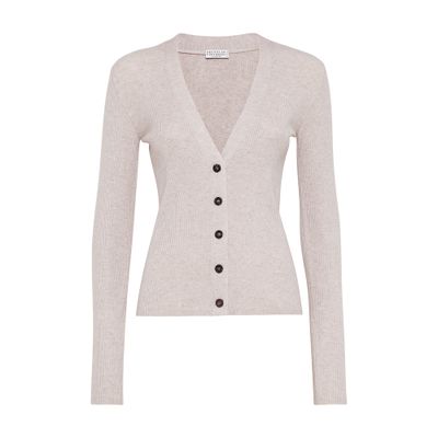 Brunello Cucinelli Cashmere-blend Sparkling Cardigan In Pink
