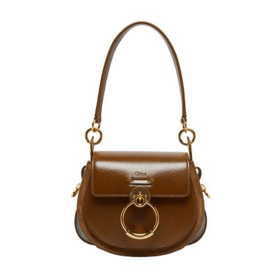 Chloé Tess Grained And Suede Leather Bag In Green