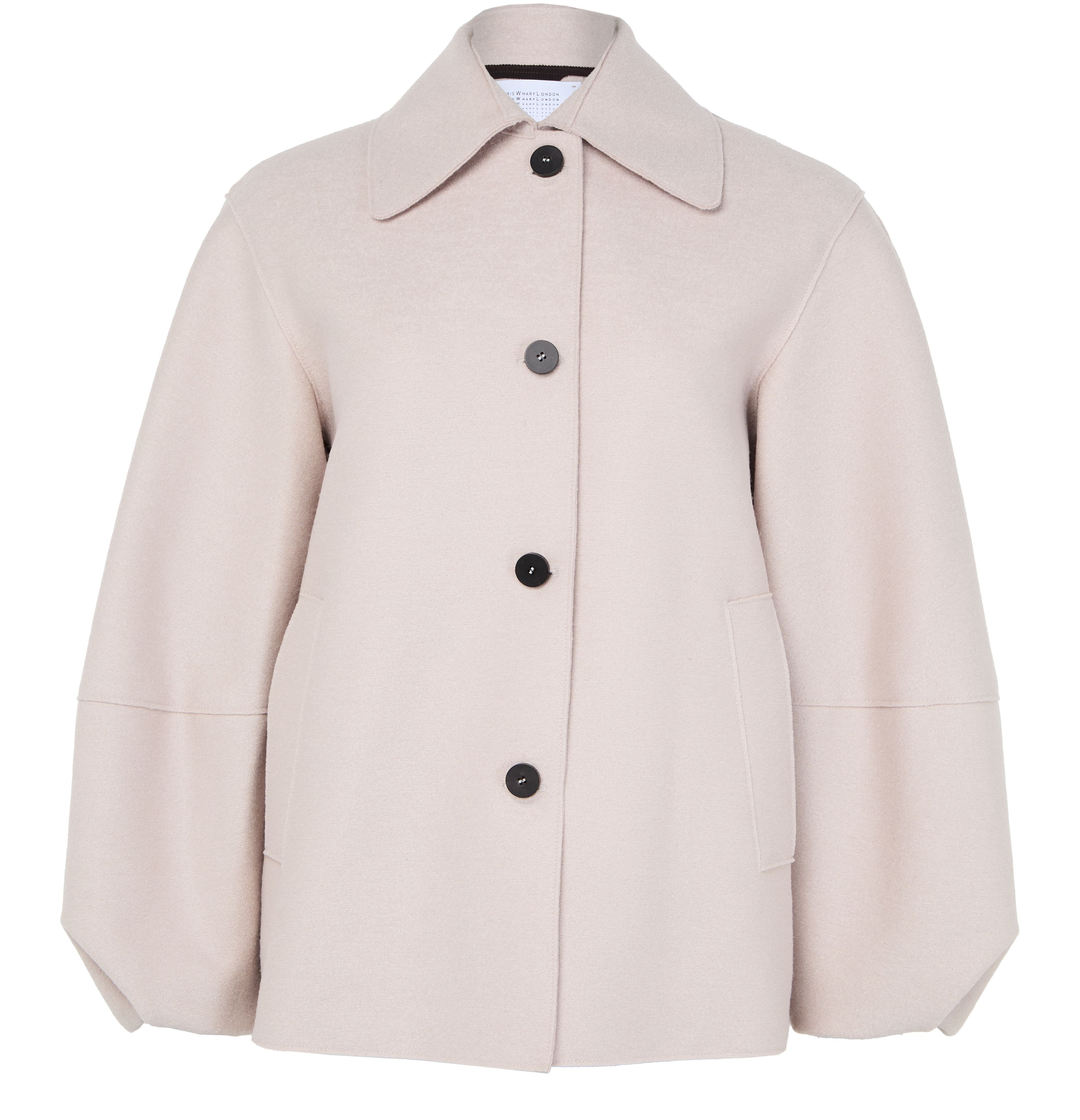 Harris Wharf London Women's Beige Puff-Sleeved Jacket In Pressed Wool