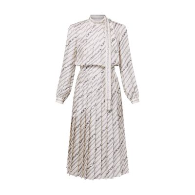 Louis Vuitton Long-sleeved Chain Print Dress In Beige